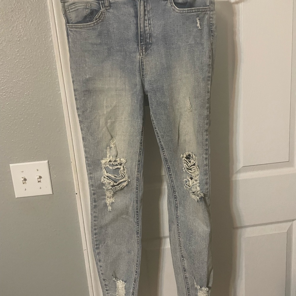 Cello Light Blue Distressed Skinny Jeans